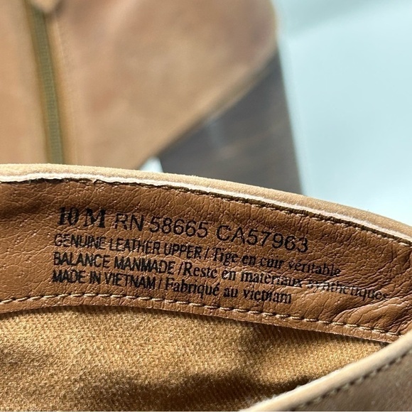 Nordstrom BP Tan Light Brown Leather Stacked Heel Ankle Boots Size 10 Comfort - Picture 14 of 14